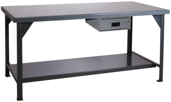 Durham - 48 Wide x 30" Deep x 34" High, Steel Workbench - Rolled Edge, Fixed Legs - Exact Tooling