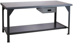 Durham - 60 Wide x 36" Deep x 34" High, Steel Workbench - Rounded Edge, Fixed Legs - Exact Tooling