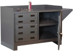 Durham - 5 Drawer, 1 Shelf Industrial Workstation - 2,000 Lb Capacity, Gray, 60" Wide x 38" High - Exact Tooling