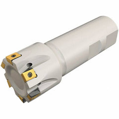 Iscar - 20mm Cut Diam, 8mm Max Depth of Cut, 19mm Shank Diam, 160mm OAL, Indexable Square Shoulder Helical End Mill - T490 LN.T 0804 Inserts, Cylindrical Shank, 90° Lead Angle, Through Coolant, Series Helitang - Exact Tooling