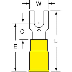 3M - #8 Stud, 12 to 10 AWG Compatible, Partially Insulated, Crimp Connection, Block Fork Terminal - Exact Tooling