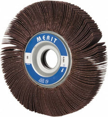 Merit Abrasives - 6" Diam, 80 Grit Aluminum Oxide Unmounted Flap Wheel - 1" Hole, 1" Wide, Coated, Medium Grade, 6,000 Max RPM , Cloth Backing - Exact Tooling