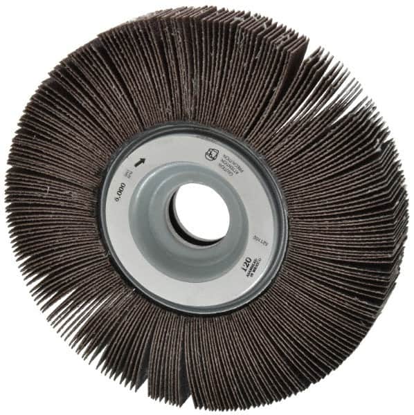 Merit Abrasives - 6" Diam, 120 Grit Aluminum Oxide Unmounted Flap Wheel - 1" Hole, 1" Wide, Coated, Fine Grade, 6,000 Max RPM , Cloth Backing - Exact Tooling