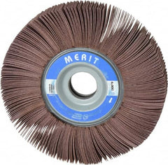 Merit Abrasives - 6" Diam, 240 Grit Aluminum Oxide Unmounted Flap Wheel - 1" Hole, 1" Wide, Coated, Very Fine Grade, 6,000 Max RPM , Cloth Backing - Exact Tooling