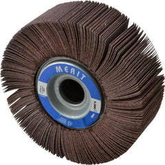 Merit Abrasives - 6" Diam, 180 Grit Aluminum Oxide Unmounted Flap Wheel - 1" Hole, 2" Wide, Coated, Very Fine Grade, 6,000 Max RPM , Cloth Backing - Exact Tooling