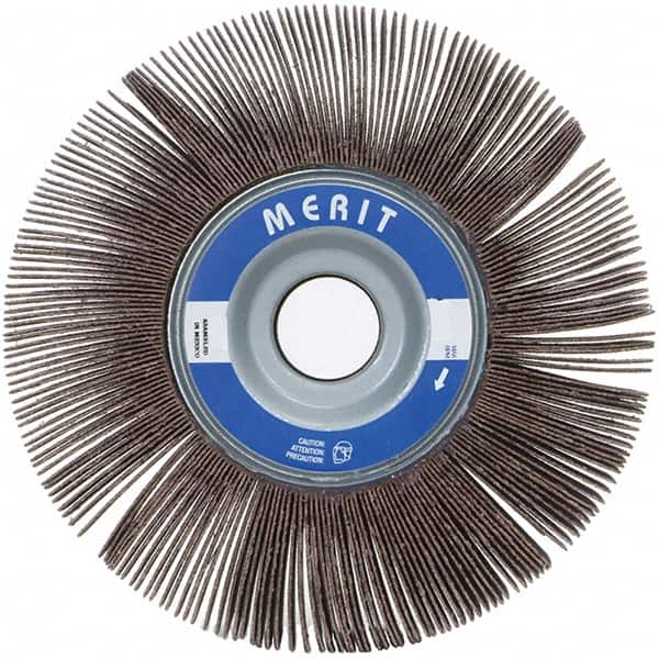 Merit Abrasives - 5" Diam, 40 Grit Ceramic Unmounted Flap Wheel - 5/8" Hole, 1-1/2" Wide, Coated, Coarse Grade, 12,000 Max RPM , Cloth Backing - Exact Tooling