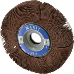 Merit Abrasives - 6" Diam, 320 Grit Aluminum Oxide Unmounted Flap Wheel - 1" Hole, 1" Wide, Coated, Very Fine Grade, 6,000 Max RPM , Cloth Backing - Exact Tooling