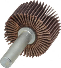 Merit Abrasives - 1" Diam x 5/8" Face Width, Very Fine Ceramic Alumina Coated Mounted Flap Wheel - 1/4" Shank Mount, 180 Grit, Cloth Backing, 30,000 Max RPM - Exact Tooling