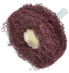 Merit Abrasives - 2" Diam, Medium Mounted Scrubber Buffing Wheel - 2 Ply, Medium Grade, 1/4" Shank Diam, 12,000 RPM - Exact Tooling