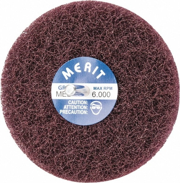 Merit Abrasives - 4" Diam, Medium Mounted Scrubber Buffing Wheel - 2 Ply, Medium Grade, 1/4" Shank Diam, 6,000 RPM - Exact Tooling
