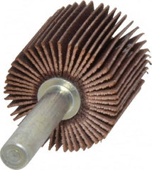 Merit Abrasives - 1" Diam x 1" Face Width, Very Fine Ceramic Alumina Coated Mounted Flap Wheel - 1/4" Shank Mount, 240 Grit, Cloth Backing, 30,000 Max RPM - Exact Tooling