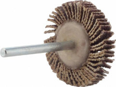 Merit Abrasives - 1-3/16" Diam x 3/16" Face Width, Medium Aluminum Oxide Coated Mounted Flap Wheel - 1/8" Shank Mount, 60 Grit, Cloth Backing, 30,000 Max RPM - Exact Tooling