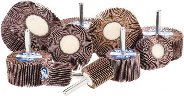 Merit Abrasives - 10 Piece Flap Wheel Kit - Contains Wheels Mounted on 1/4" Shank - Exact Tooling