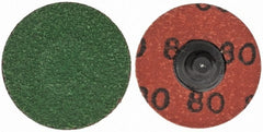 Merit Abrasives - 1-1/2" Disc Diam, 80 Grit, Zirconia Alumina Quick Change Disc - Type R Attaching System, Coated, Blue, Medium Grade, 30,000 RPM - Exact Tooling
