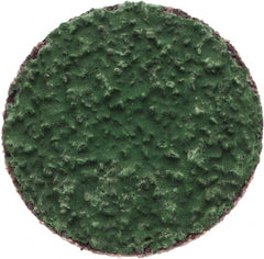 Merit Abrasives - 1" Disc Diam, 40 Grit, Zirconia Alumina Quick Change Disc - Type R Attaching System, Coated, Green, Coarse Grade, 40,000 RPM, R801 Series - Exact Tooling