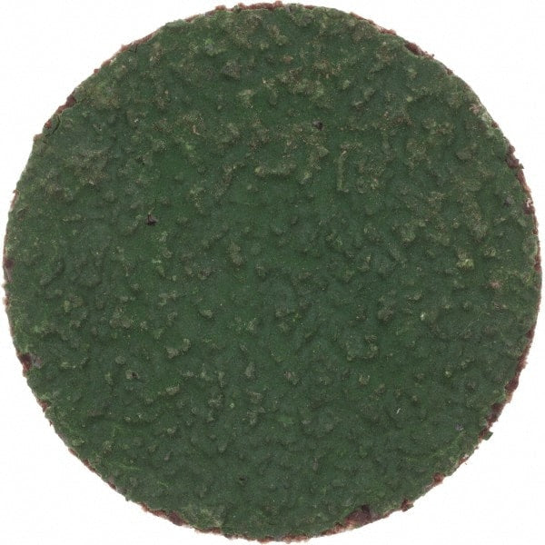 Merit Abrasives - 1" Disc Diam, 50 Grit, Zirconia Alumina Quick Change Disc - Type R Attaching System, Coated, Green, Coarse Grade, 40,000 RPM, R801 Series - Exact Tooling