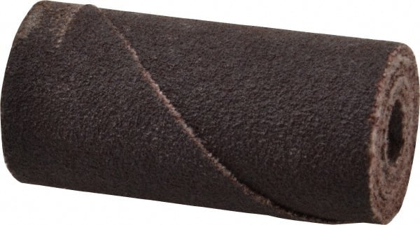 Merit Abrasives - 3/4" Max Roll Diam x 1-1/2" OAL, 120 Grit Aluminum Oxide Straight Cartridge Roll - 1/4" Pilot Hole Diam, Fine Grade - Exact Tooling