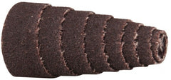 Merit Abrasives - 1-1/2" Long x 3/8" Diam, Aluminum Oxide, Full Taper Cartridge Roll - 60 Grit, 1/8" Pilot Hole Diam, Medium Grade - Exact Tooling