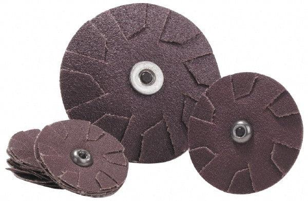 Merit Abrasives - 60 Grit, 2-1/2 Inch Diameter, Flexible Overlap Slotted Disc - Coated - Exact Tooling