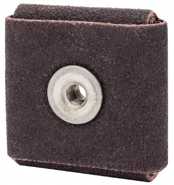 Merit Abrasives - 80 Grit, Medium Grade, Aluminum Oxide Square Pad - 1-1/2" Long x 1-1/2" Wide x 1/2" Thick, 18,000 Max RPM - Exact Tooling
