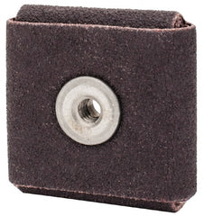 Merit Abrasives - 80 Grit, Medium Grade, Aluminum Oxide Square Pad - 1-1/2" Long x 1-1/2" Wide x 1/2" Thick, 18,000 Max RPM - Exact Tooling