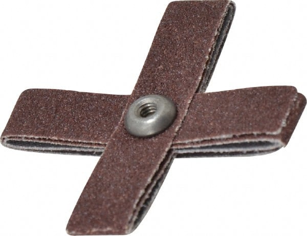 Merit Abrasives - 80 Grit, Medium Grade, Aluminum Oxide Cross Pad - 2-1/4" Long x 2-1/4" Wide x 1/2" Thick, 8 Ply, 18,000 Max RPM - Exact Tooling