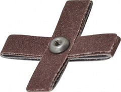 Merit Abrasives - 80 Grit, Medium Grade, Aluminum Oxide Cross Pad - 2-1/4" Long x 2-1/4" Wide x 1/2" Thick, 8 Ply, 18,000 Max RPM - Exact Tooling