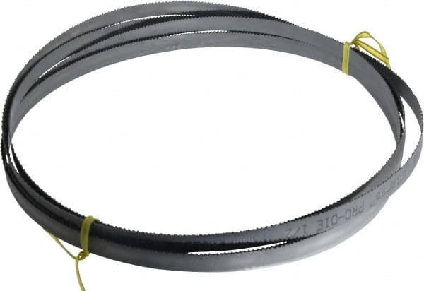 Starrett - 10 to 14 TPI, 12' 6" Long x 1/2" Wide x 0.025" Thick, Welded Band Saw Blade - Bi-Metal, Toothed Edge, Raker Tooth Set, Contour Cutting - Exact Tooling
