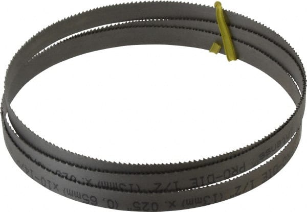 Starrett - 10 to 14 TPI, 5' Long x 1/2" Wide x 0.025" Thick, Welded Band Saw Blade - Bi-Metal, Toothed Edge, Raker Tooth Set, Contour Cutting - Exact Tooling