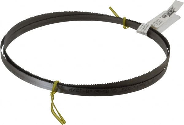 Starrett - 8 to 12 TPI, 8' 2" Long x 1/2" Wide x 0.025" Thick, Welded Band Saw Blade - Bi-Metal, Toothed Edge, Raker Tooth Set, Contour Cutting - Exact Tooling
