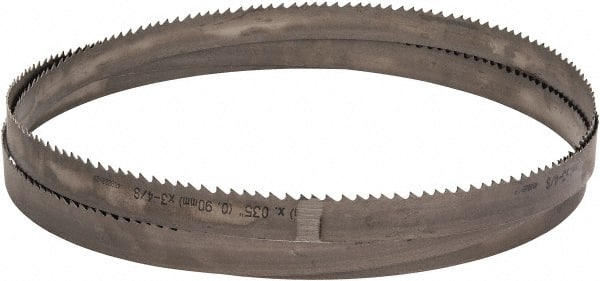Starrett - 3 to 4 TPI, 10' 10-1/2" Long x 1" Wide x 0.035" Thick, Welded Band Saw Blade - Bi-Metal, Toothed Edge, Raker Tooth Set, Contour Cutting - Exact Tooling