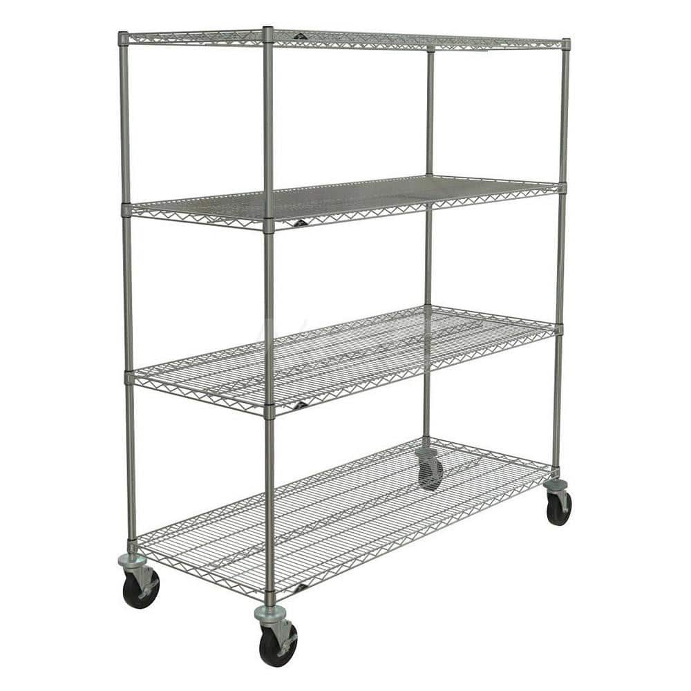 Metro - Carts; Type: Wire ; Load Capacity (Lb.): 600.000 ; Number of Shelves: 4 ; Width (Inch): 26-3/16 ; Length (Inch): 62 ; Height (Inch): 67-7/8 - Exact Tooling