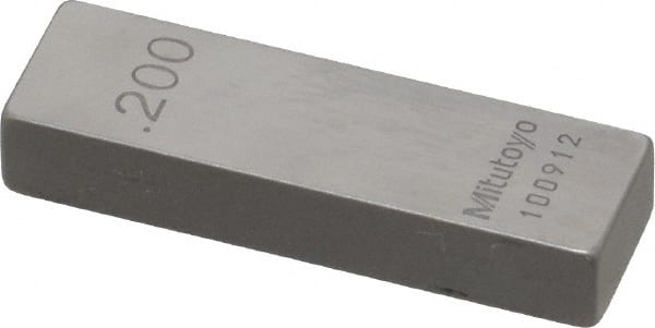 Mitutoyo - 0.2" Rectangular Steel Gage Block - Accuracy Grade 0, Includes Certificate of Inspection - Exact Tooling