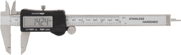 Value Collection - 0 to 150mm Range, 0.01mm Resolution, Electronic Caliper - Steel with Steel Jaws, 0.001" Accuracy - Exact Tooling