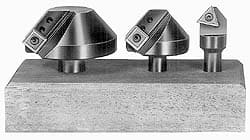 APT - 3 Countersinks, 82° Included Angle, 1/4 to 3/4" Cut Diam Smallest Tool, 1-1/4 to 2-1/2" Cut Diam Largest Tool, Square & Triangle SPGH & TPGH Inserts Indexable Countersink Set - 1/2, 3/4" Shank Diam, 3/8, 1/2° Inscribed Circle, 3 Inserts - Exact Tooling