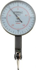 Fowler - 0.02 Inch Range, 0.0005 Inch Dial Graduation, Horizontal Dial Test Indicator - 1-1/2 Inch White Dial, 0-0.25-0; 0-10-0 Dial Reading - Exact Tooling