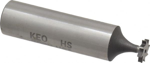 Keo - 5/16" Diam x 1/16" Face Width, High Speed Steel, 8 Teeth, Shank Connection Woodruff Keyseat Cutter - Uncoated, 2-1/16" OAL x 1/2" Shank, Straight Teeth, ANSI 202-1/2, Old Standard 206 - Exact Tooling