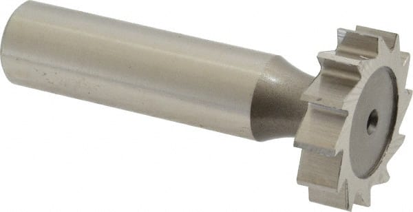 Keo - 1" Diam x 1/4" Face Width, High Speed Steel, 12 Teeth, Shank Connection Woodruff Keyseat Cutter - Uncoated, 2-1/4" OAL x 1/2" Shank, Straight Teeth, ANSI 808, Old Standard 15 - Exact Tooling