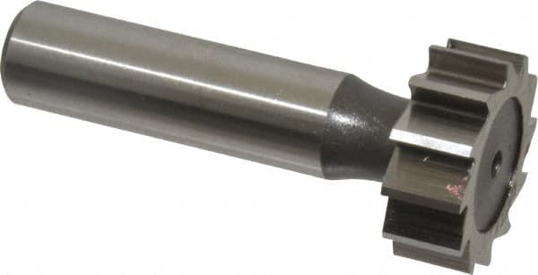 Keo - 1" Diam x 3/8" Face Width, High Speed Steel, 12 Teeth, Shank Connection Woodruff Keyseat Cutter - Uncoated, 2-3/8" OAL x 1/2" Shank, Straight Teeth, ANSI 1208, Old Standard 152 - Exact Tooling