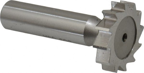 Keo - 1-1/8" Diam x 1/4" Face Width, High Speed Steel, 12 Teeth, Shank Connection Woodruff Keyseat Cutter - Uncoated, 2-1/4" OAL x 1/2" Shank, Straight Teeth, ANSI 809, Old Standard 18 - Exact Tooling