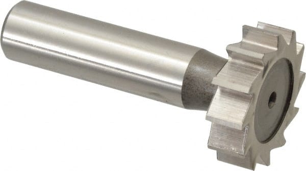 Keo - 1-1/8" Diam x 5/16" Face Width, High Speed Steel, 12 Teeth, Shank Connection Woodruff Keyseat Cutter - Uncoated, 2-5/16" OAL x 1/2" Shank, Straight Teeth, ANSI 1009, Old Standard C - Exact Tooling