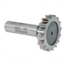 Keo - 1-1/2" Diam x 5/16" Face Width, High Speed Steel, 16 Teeth, Shank Connection Woodruff Keyseat Cutter - Uncoated, 2-5/16" OAL x 1/2" Shank, Straight Teeth, ANSI 1012, Old Standard 25 - Exact Tooling