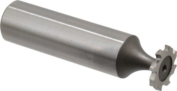 Keo - 1/2" Diam x 1/16" Face Width, High Speed Steel, 8 Teeth, Shank Connection Woodruff Keyseat Cutter - Uncoated, 2-1/16" OAL x 1/2" Shank, Staggered Teeth, ANSI 204, Old Standard 1 - Exact Tooling