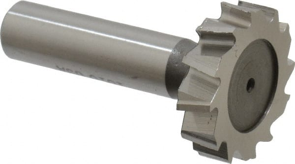 Keo - 1-1/4" Diam x 5/16" Face Width, High Speed Steel, 12 Teeth, Shank Connection Woodruff Keyseat Cutter - Uncoated, 2-5/16" OAL x 1/2" Shank, Staggered Teeth, ANSI 1010, Old Standard D - Exact Tooling