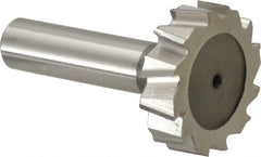 Keo - 1-3/8" Diam x 3/8" Face Width, High Speed Steel, 12 Teeth, Shank Connection Woodruff Keyseat Cutter - Uncoated, 2-3/8" OAL x 1/2" Shank, Staggered Teeth, ANSI 1211, Old Standard F - Exact Tooling