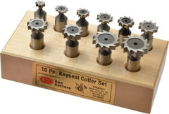 Keo - 3/8 to 1" Cutting Diam, Straight Tooth Configuration, Woodruff and Keyseat Cutter Set - 204 to 808 ANSI, High Speed Steel, 10 Pieces - Exact Tooling