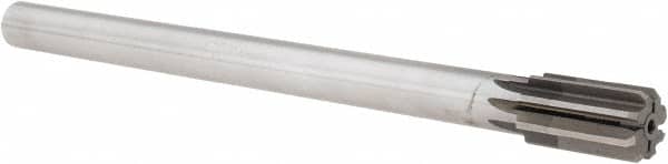 Made in USA - 25/32" Diam, 5/8" Max Diam Straight Shank, 1-3/8" Flute Length, Machine Expansion Reamer - Straight Flute, 9-1/2" OAL, Right Hand Cut, 8 Flutes, High Speed Steel, Bright Finish - Exact Tooling