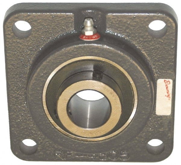 Browning - 2-3/16" ID, 6-3/8" OAL x 6-3/8" OAH 4-Bolt Flange - 6,601 Lb Static Cap, 9,752 Lb Dyn Cap, 5-1/8" Btw Mnt Hole Ctrs, Cast Iron - Exact Tooling