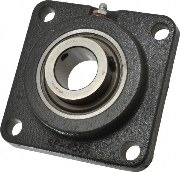 Browning - 1-1/4" ID, 4-5/8" OAL x 4-5/8" OAH 4-Bolt Flange - 3,493 Lb Static Cap, 5,782 Lb Dyn Cap, 3-5/8" Btw Mnt Hole Ctrs, Cast Iron - Exact Tooling