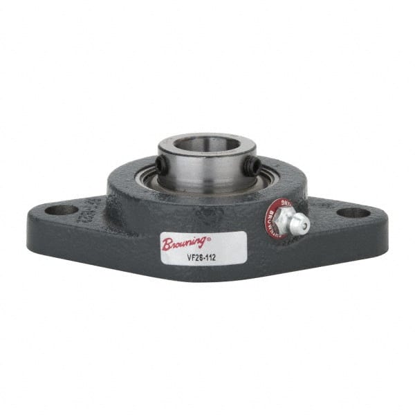 Browning - 3/4" ID, 4-13/32" OAL x 2-1/2" OAH 2-Bolt Flange - 1,444 Lb Static Cap, 2,611 Lb Dyn Cap, 3-17/32" Btw Mnt Hole Ctrs, Cast Iron - Exact Tooling